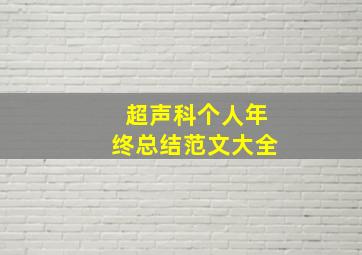 超声科个人年终总结范文大全