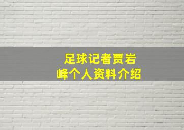 足球记者贾岩峰个人资料介绍