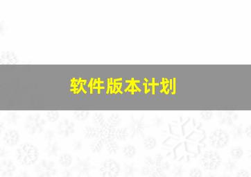 软件版本计划