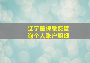 辽宁医保缴费查询个人账户明细