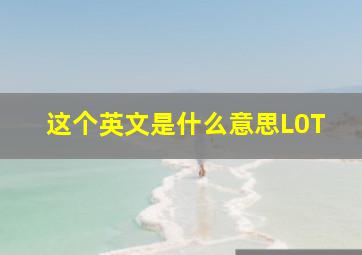 这个英文是什么意思L0T