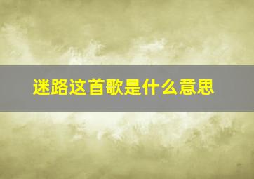 迷路这首歌是什么意思