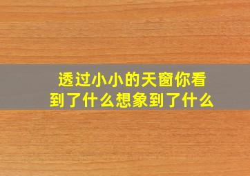 透过小小的天窗你看到了什么想象到了什么