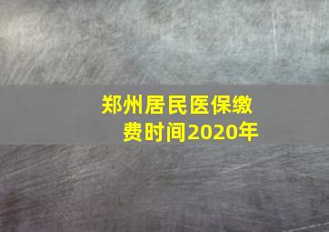 郑州居民医保缴费时间2020年