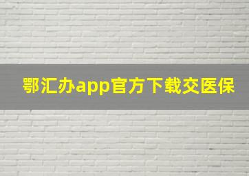 鄂汇办app官方下载交医保