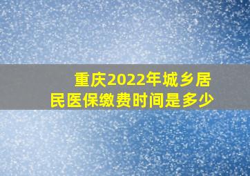 重庆2022年城乡居民医保缴费时间是多少