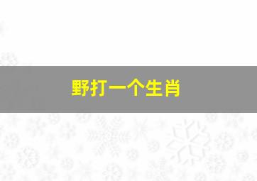 野打一个生肖