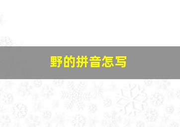 野的拼音怎写