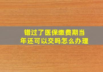 错过了医保缴费期当年还可以交吗怎么办理