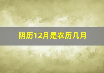 阴历12月是农历几月