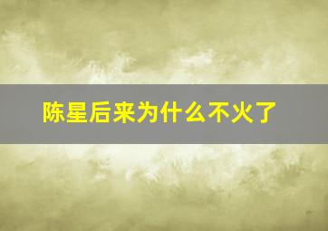 陈星后来为什么不火了