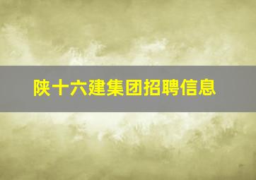 陕十六建集团招聘信息