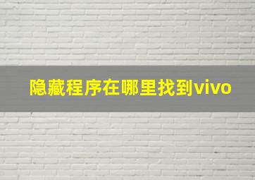 隐藏程序在哪里找到vivo