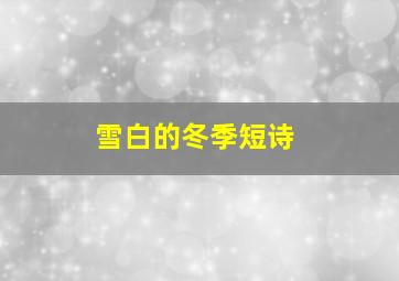 雪白的冬季短诗