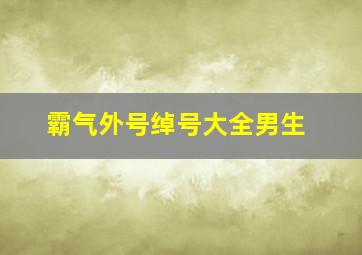 霸气外号绰号大全男生