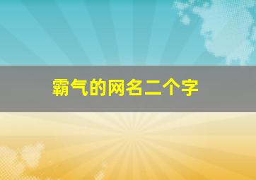 霸气的网名二个字