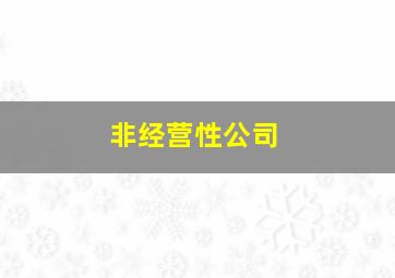 非经营性公司