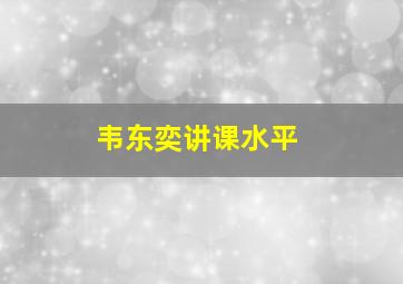 韦东奕讲课水平