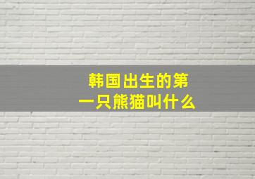 韩国出生的第一只熊猫叫什么