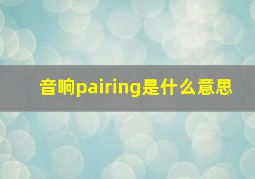 音响pairing是什么意思