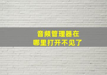 音频管理器在哪里打开不见了