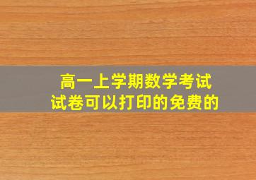 高一上学期数学考试试卷可以打印的免费的