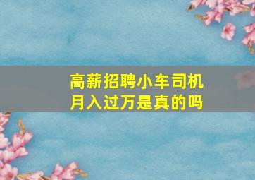 高薪招聘小车司机月入过万是真的吗