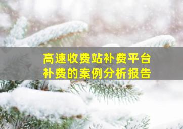 高速收费站补费平台补费的案例分析报告