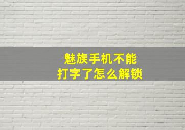 魅族手机不能打字了怎么解锁