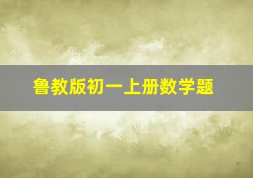 鲁教版初一上册数学题