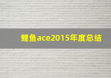 鲤鱼ace2015年度总结