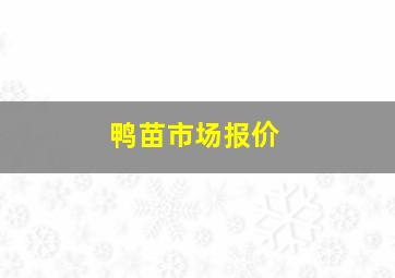 鸭苗市场报价