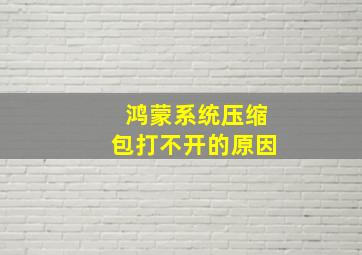 鸿蒙系统压缩包打不开的原因