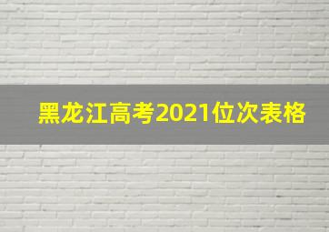 黑龙江高考2021位次表格