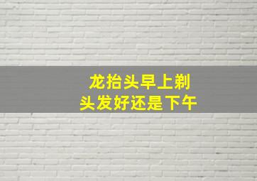 龙抬头早上剃头发好还是下午